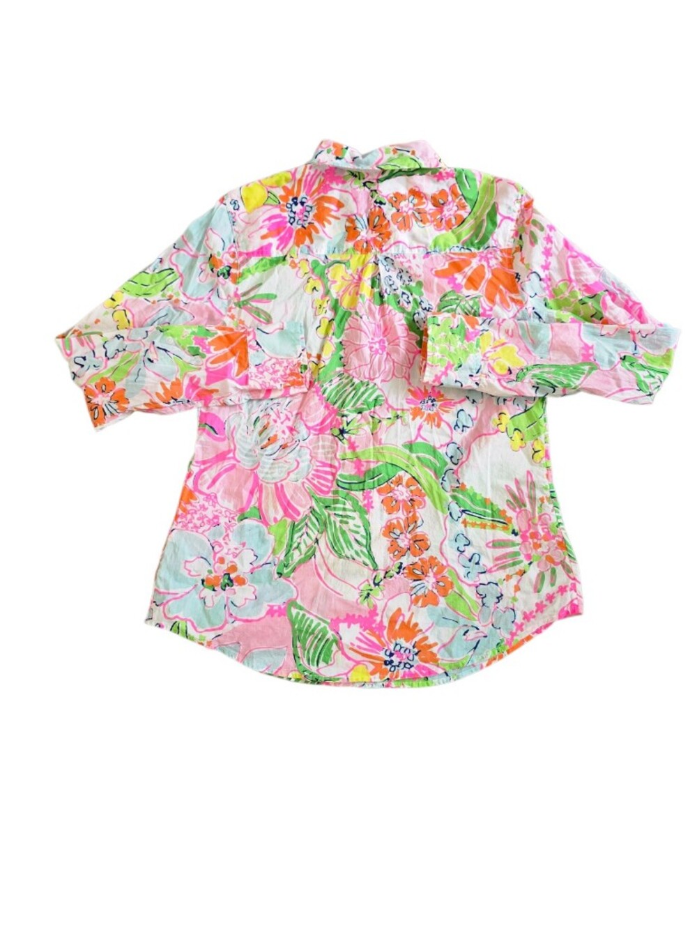 Lilly Pulitzer Target Colab Tropical Button Down Blouse Shirt Size M 100% Cotton - Picture 2 of 6
